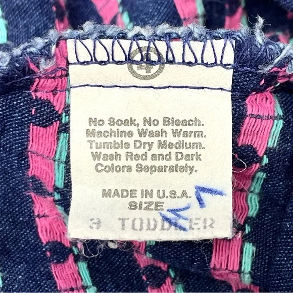 OshKosh B'Gosh Vintage Vestbak Overalls Floral Denim Blue Size 3T Union Made USA - Picture 10 of 11